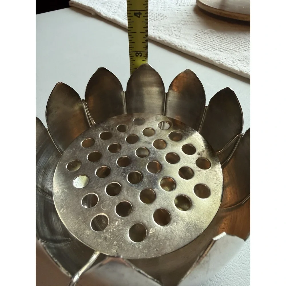 Vintage Silverplated Lotus Flower Frog Vase Made in Italy